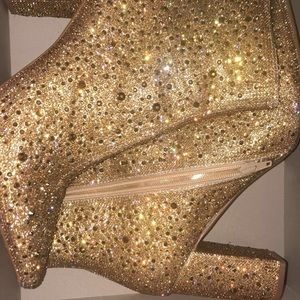 Betsey Johnson “Cady Gold” Heel Booties